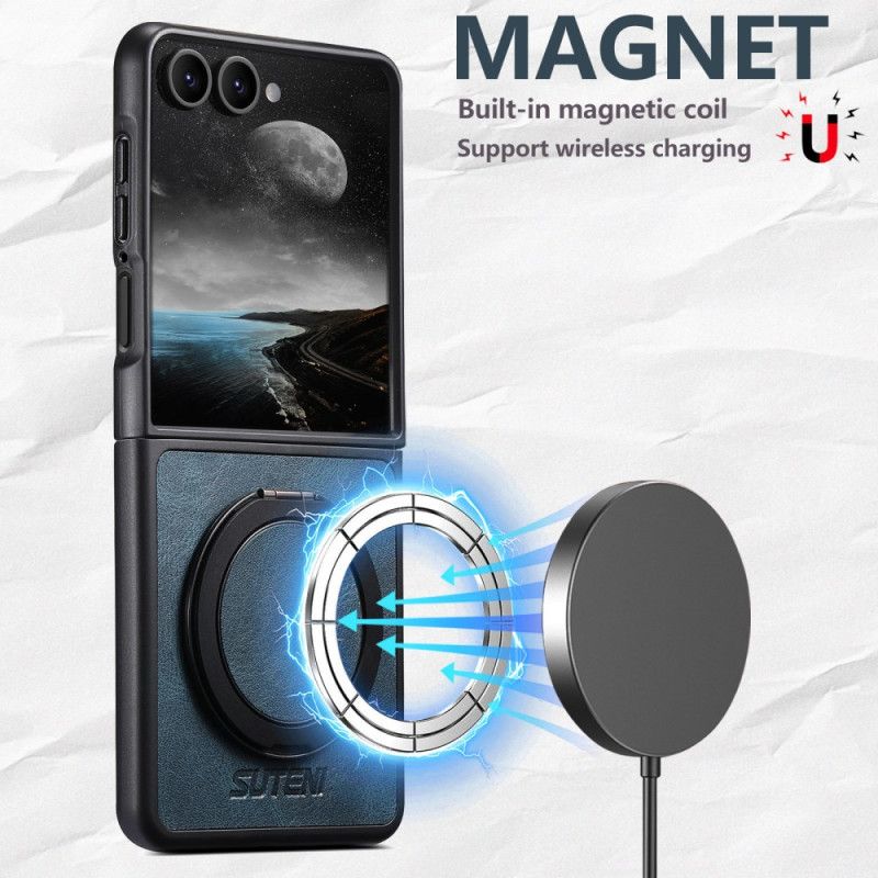 Κάλυμμα Samsung Galaxy Z Flip 7 Συμβατό Με Magsafe Δερμάτινο Εφέ Θήκη Δαχτυλιδιών Suteni