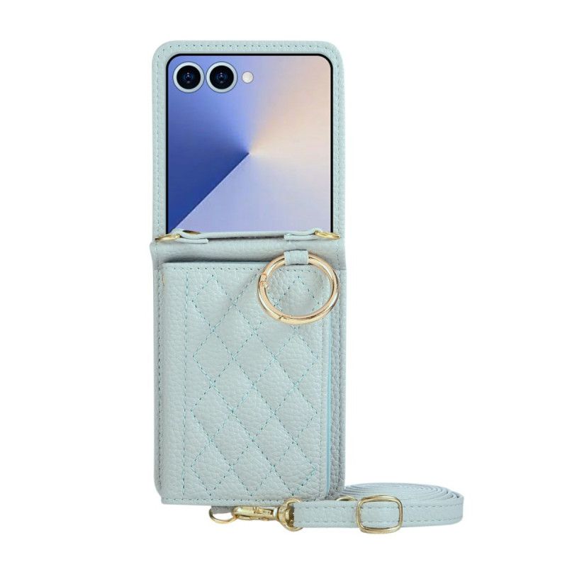 Κάλυμμα Samsung Galaxy Z Flip 7 Θήκες Κινητών Καπιτονέ Πορτοφόλι Με Λουράκι Ώμου