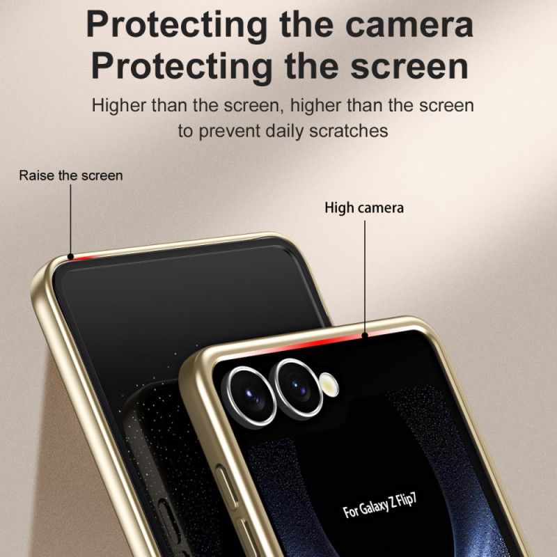 Κάλυμμα Samsung Galaxy Z Flip 7 Θήκες Κινητών Μεταλλικό Εφέ Με Προστατευτικό Οθόνης