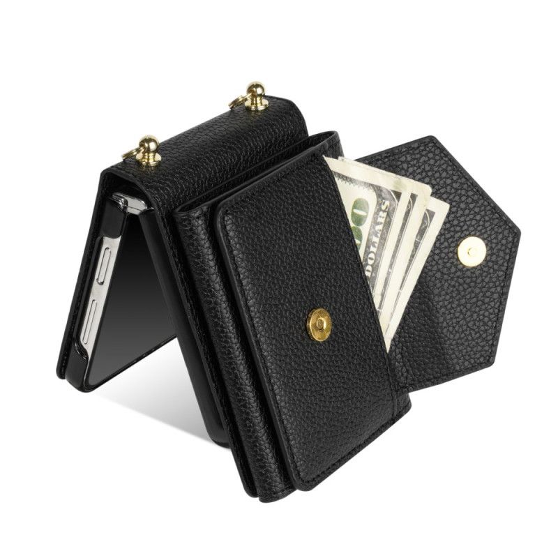 Κάλυμμα Samsung Galaxy Z Flip 7 Θήκη Καρτών Και Ιμάντας Καρπού Σιλικόνης