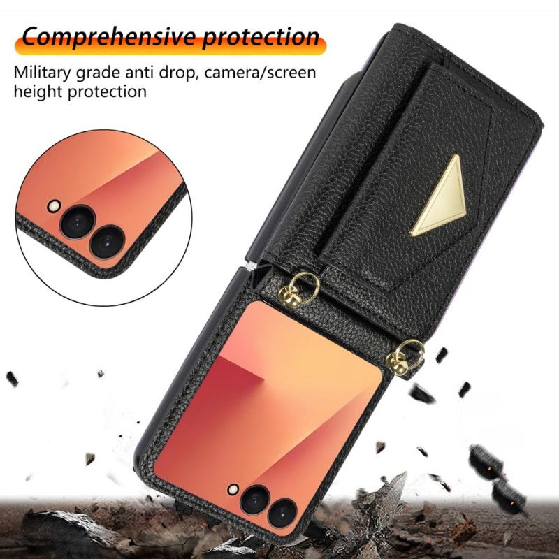 Κάλυμμα Samsung Galaxy Z Flip 7 Θήκη Καρτών Και Ιμάντας Καρπού Σιλικόνης