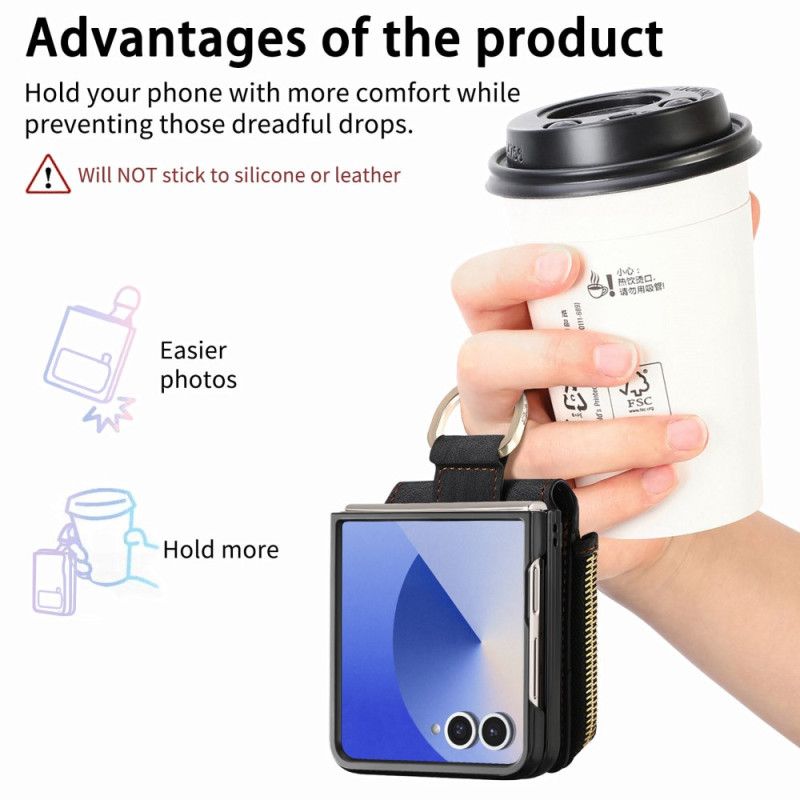 Κάλυμμα Samsung Galaxy Z Flip 7 Τσέπη Με Φερμουάρ Και Θήκη Για Κάρτες