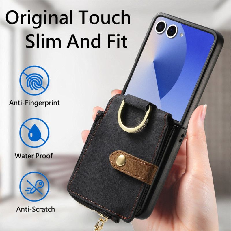 Κάλυμμα Samsung Galaxy Z Flip 7 Τσέπη Με Φερμουάρ Και Θήκη Για Κάρτες