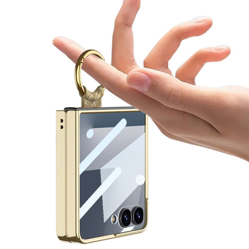 Κάλυμμα Samsung Galaxy Z Flip 7 Υφασμάτινη Υφή Με Θήκη Για Δαχτυλίδι