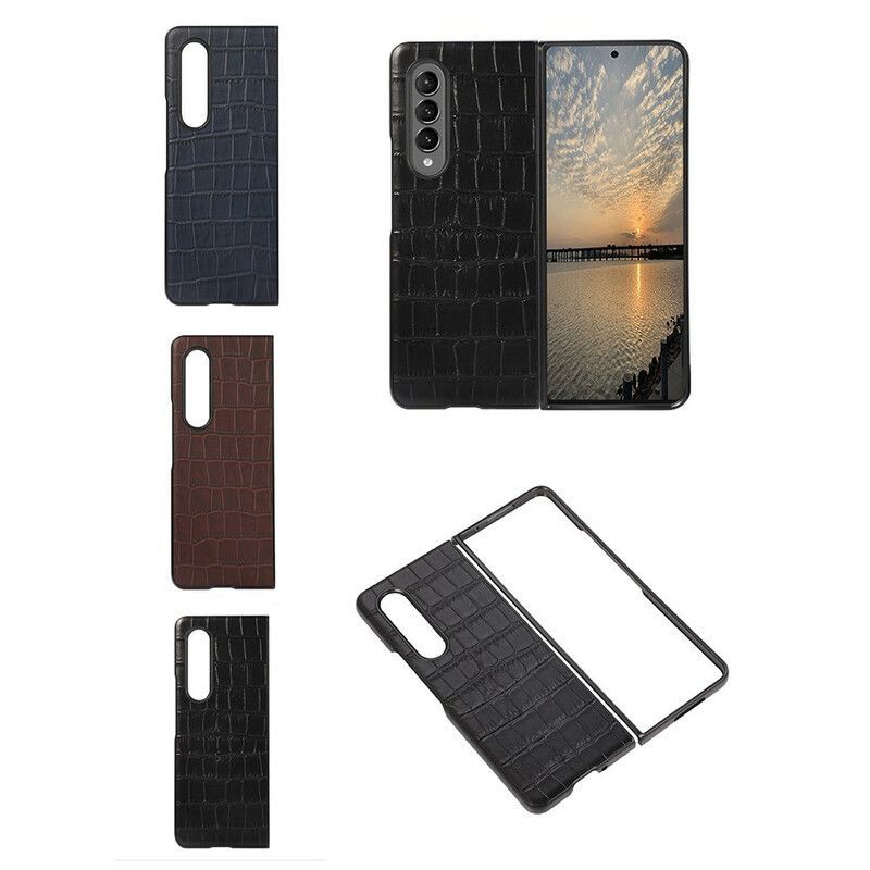 Κάλυμμα Samsung Galaxy Z Fold 3 5G Μαύρο Γνήσιο Δέρμα Κροκόδειλου