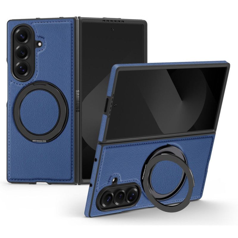 Κάλυμμα Samsung Galaxy Z Fold 7 Δερμάτινη Θήκη Magsafe Με Περιστρεφόμενο Δακτύλιο Σιλικόνης