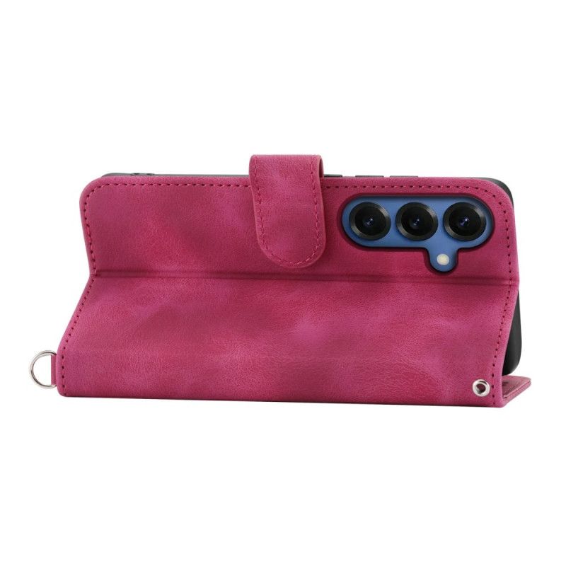 Lederhüllen Samsung Galaxy S26 Blumenmuster In Wildlederoptik Mit Riemen