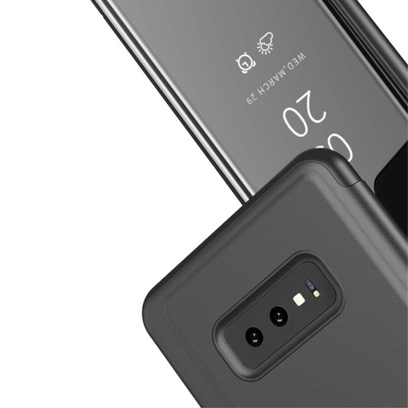 Προβολή Καλύμματος Samsung Galaxy A50 Μαύρο Καθρέφτης Και Ψεύτικο Δέρμα
