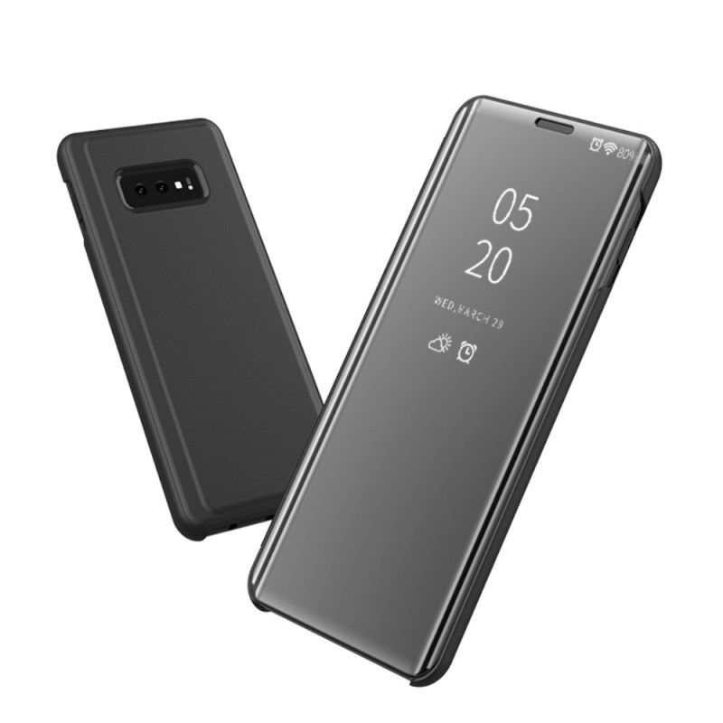 Προβολή Καλύμματος Samsung Galaxy A50 Μαύρο Καθρέφτης Και Ψεύτικο Δέρμα