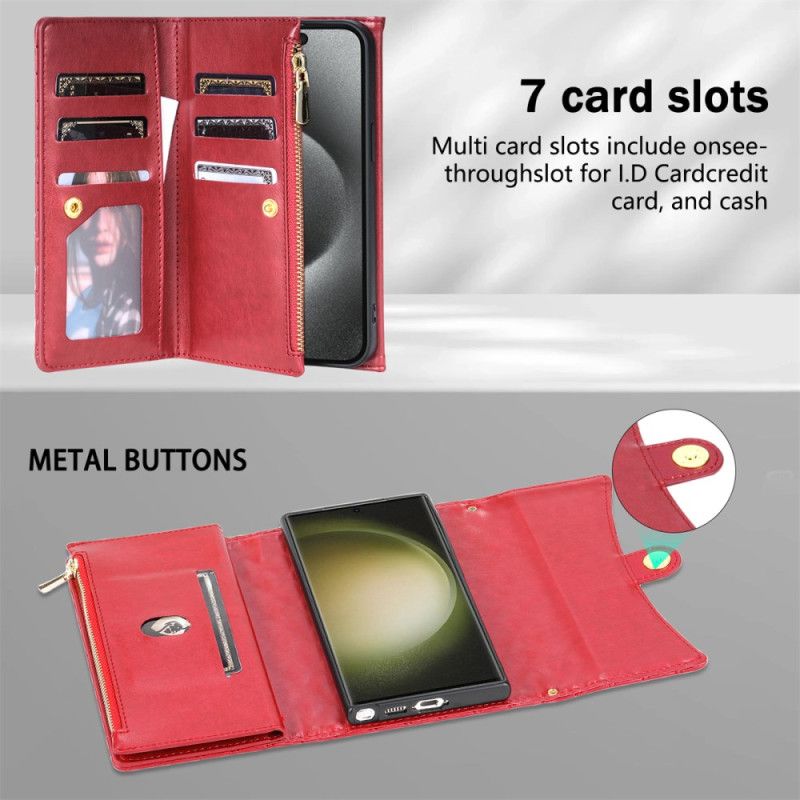 Θηκη Κινητου Samsung Galaxy S25 Ultra 5g Καπιτονέ Πορτοφόλι Με Λουράκι Ώμου