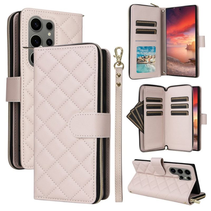 Θηκη Κινητου Samsung Galaxy S25 Ultra 5g Θήκες Κινητών Καπιτονέ Πορτοφόλι Με Λουράκι Και Λουράκι Ώμου