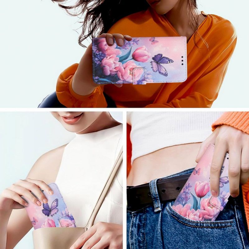 Θηκη Κινητου Samsung Galaxy S26 Θήκες Κινητών Πεταλούδα Και Ροζ Λουλούδια