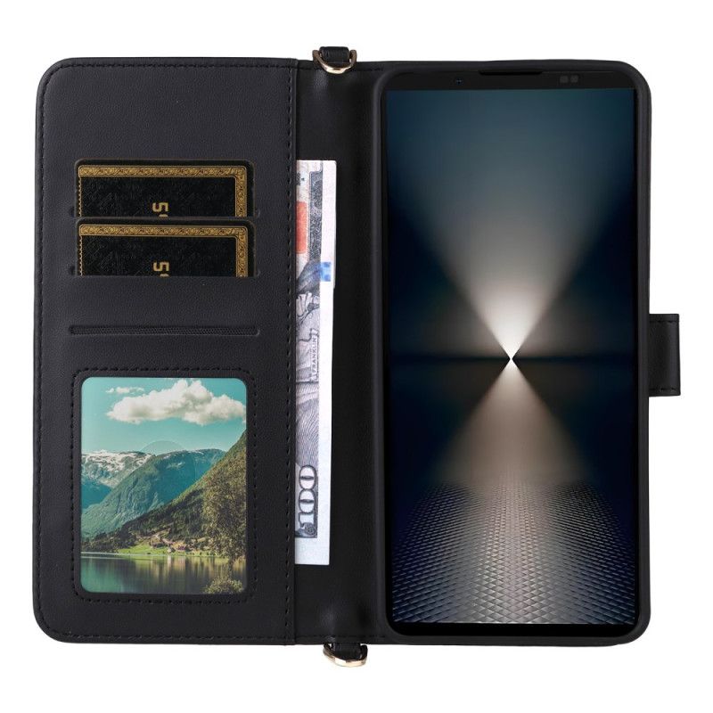 Δερματινη Θηκη Sony Xperia 1 Vii Καπιτονέ Με Λουρί Και Λουρί Ώμου