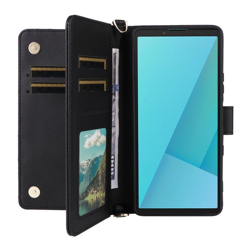 Δερματινη Θηκη Sony Xperia 10 Vii Καπιτονέ Με Λουρί Και Λουράκι Καρπού