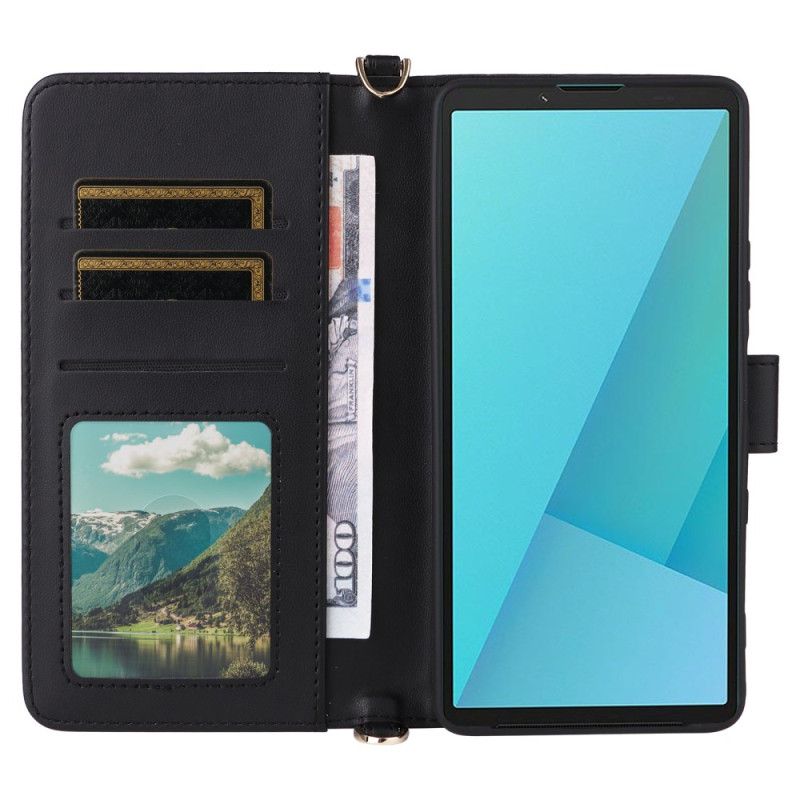 Δερματινη Θηκη Sony Xperia 10 Vii Καπιτονέ Με Λουρί Και Λουράκι Καρπού