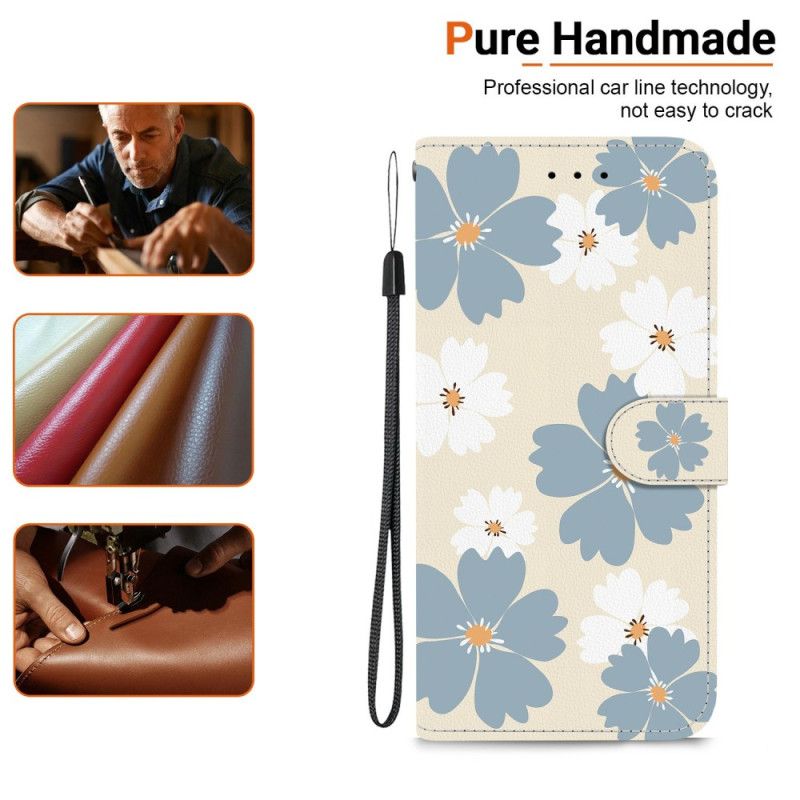 Δερματινη Θηκη Sony Xperia 10 Vii Μπλε Μαργαρίτες