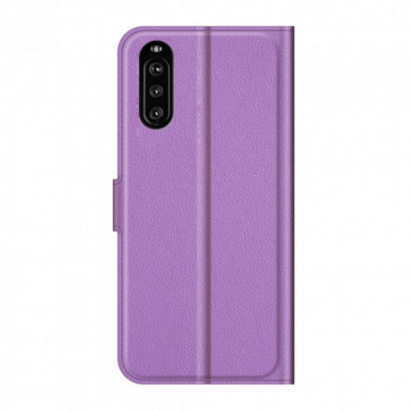 Κάλυμμα Folio Sony Xperia 10 III Μαύρο Κλασικό Ψεύτικο Δέρμα