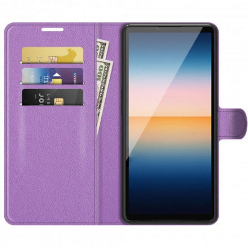 Κάλυμμα Folio Sony Xperia 10 III Μαύρο Κλασικό Ψεύτικο Δέρμα