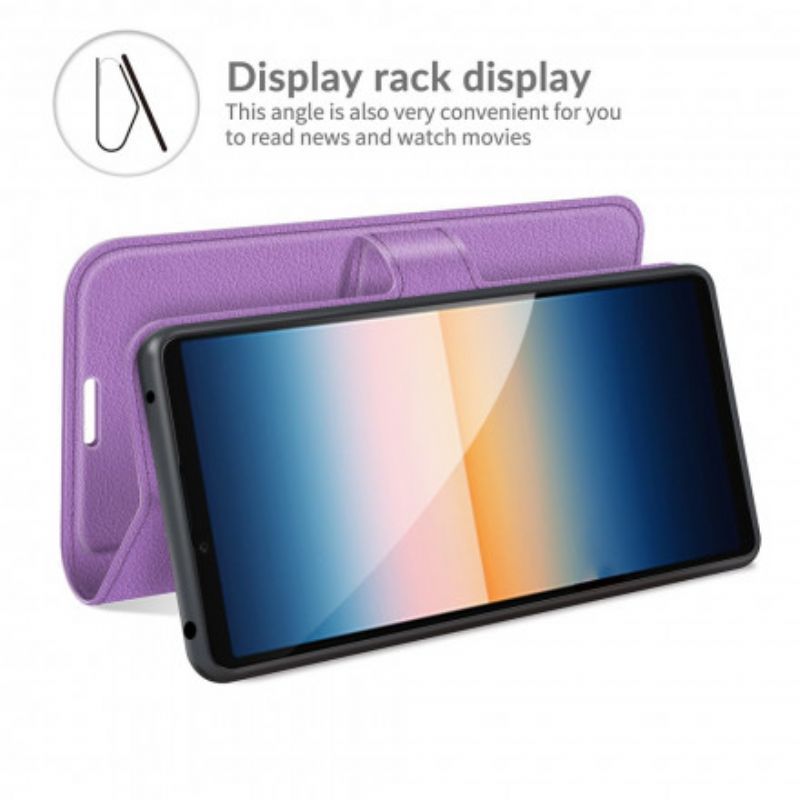Κάλυμμα Folio Sony Xperia 10 III Μαύρο Κλασικό Ψεύτικο Δέρμα