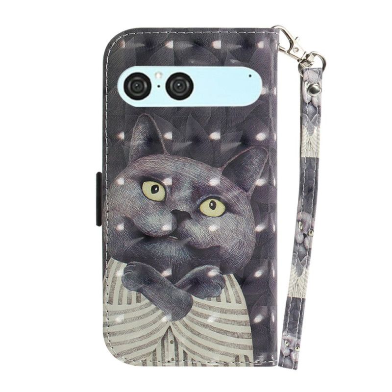 Θηκη Κινητου Sony Xperia 10 Vii Θήκες Κινητών Γκρι Κορδόνι Με Γάτα