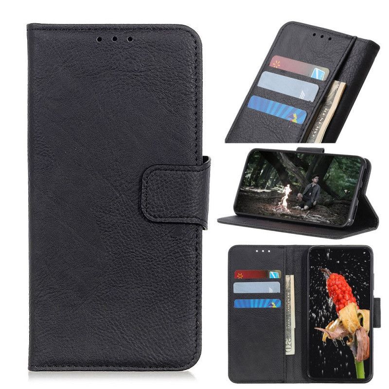 δερματινη Κάλυμμα Για Xiaomi Redmi 9A Μαύρο Υφή Λίτσι Περισσότερο