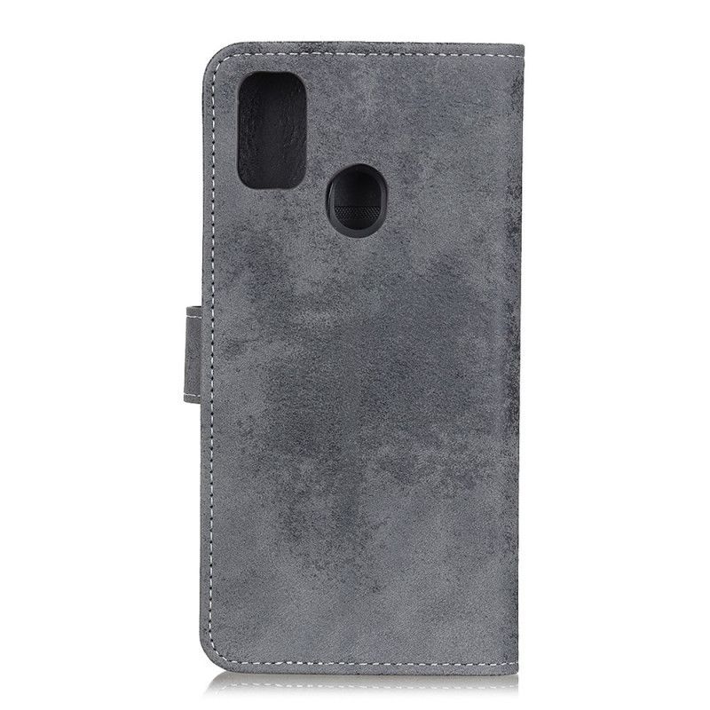 δερματινη Κάλυμμα Για Xiaomi Redmi 9C Γκρι Vintage Faux Δέρμα