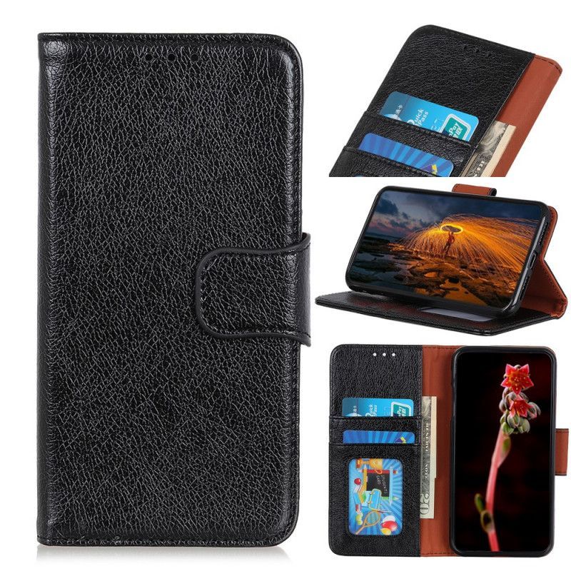 δερματινη Κάλυμμα Για Xiaomi Redmi 9C Μαύρο Σπαστό Δέρμα Νάπα