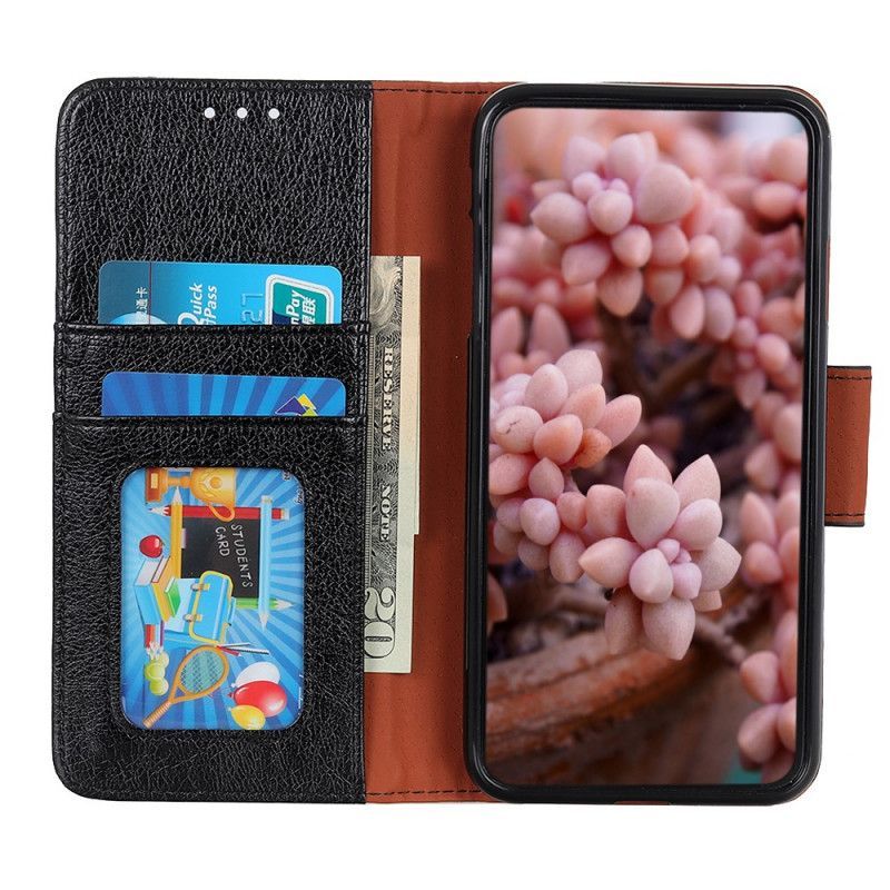 δερματινη Κάλυμμα Για Xiaomi Redmi 9C Μαύρο Σπαστό Δέρμα Νάπα