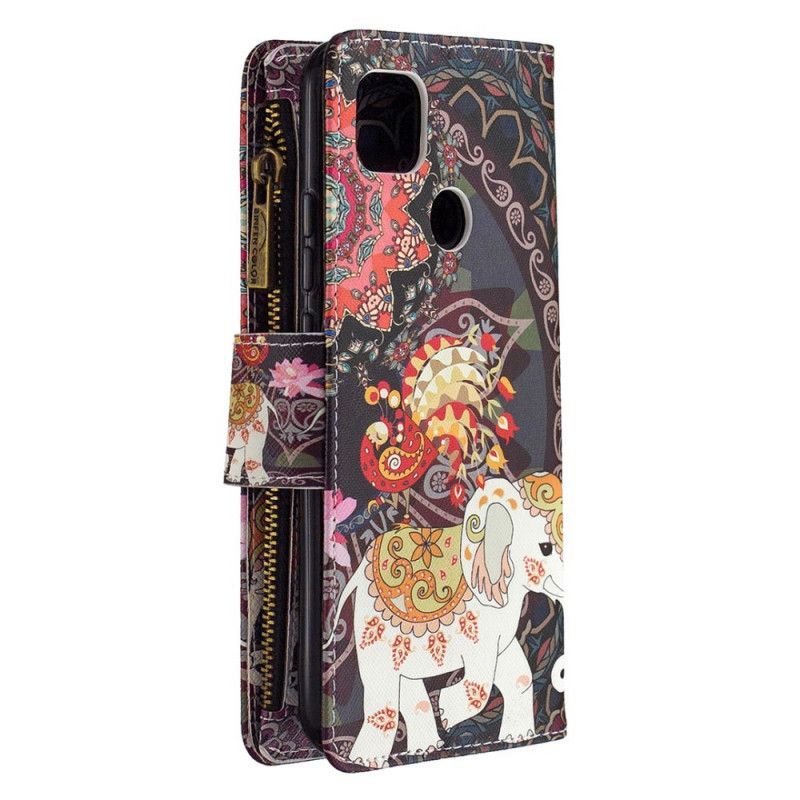 δερματινη Κάλυμμα Για Xiaomi Redmi 9C Τσέπη Με Φερμουάρ Ελέφαντα