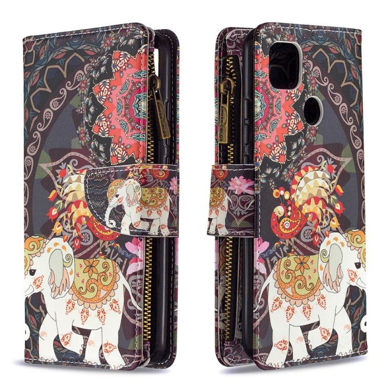 δερματινη Κάλυμμα Για Xiaomi Redmi 9C Τσέπη Με Φερμουάρ Ελέφαντα