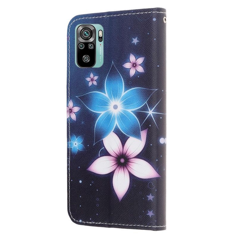 δερματινη Κάλυμμα Για Xiaomi Redmi Note 10 / Note 10S Λουρί Φεγγαρολούλουδα