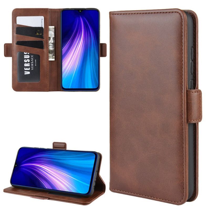 δερματινη Κάλυμμα Για Xiaomi Redmi Note 8T Μαύρο Διπλό Πτερύγιο