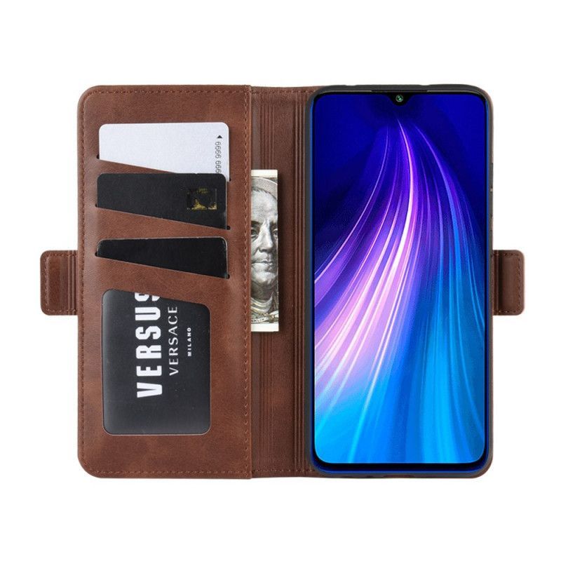 δερματινη Κάλυμμα Για Xiaomi Redmi Note 8T Μαύρο Διπλό Πτερύγιο