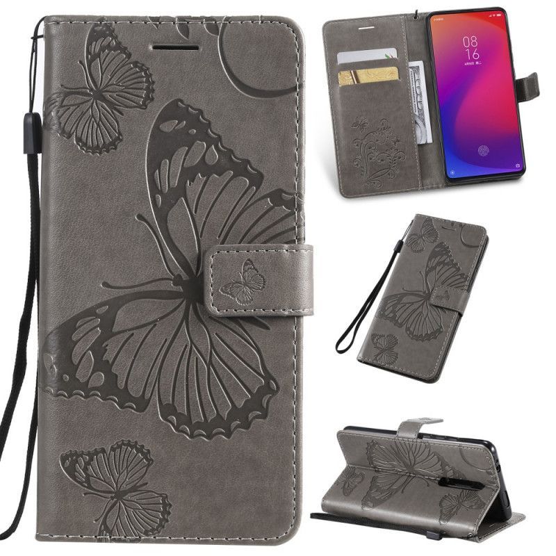 δερματινη Κάλυμμα Xiaomi Mi 9T / Mi 9T Pro Πορτοκαλί Γιγάντιες Πεταλούδες Στρινγκ