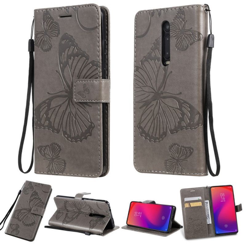 δερματινη Κάλυμμα Xiaomi Mi 9T / Mi 9T Pro Πορτοκαλί Γιγάντιες Πεταλούδες Στρινγκ