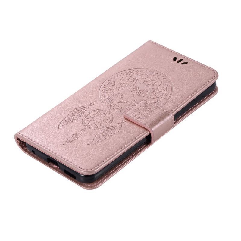 δερματινη Κάλυμμα Xiaomi Redmi 8 Ροζ Χρυσός Δερμάτινο Εφέ Πιάνει Όνειρα Κουκουβάγιας Πρωτότυπος
