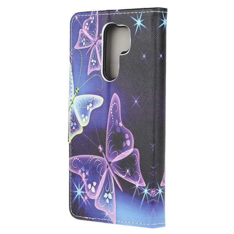 δερματινη Κάλυμμα Xiaomi Redmi 9 Νέον Πεταλούδες σιλικόνης
