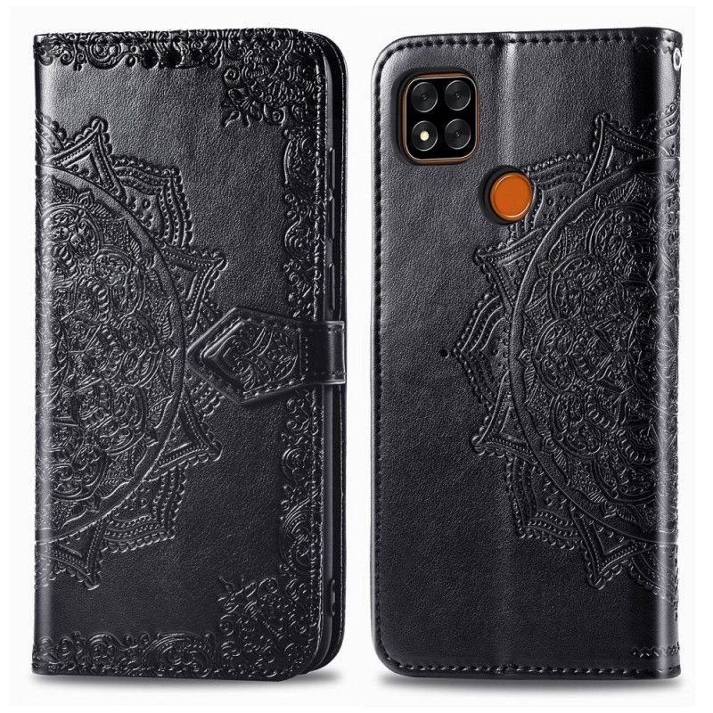 δερματινη Κάλυμμα Xiaomi Redmi 9C Μαύρο Μεσαιωνική Μάνταλα σιλικόνης