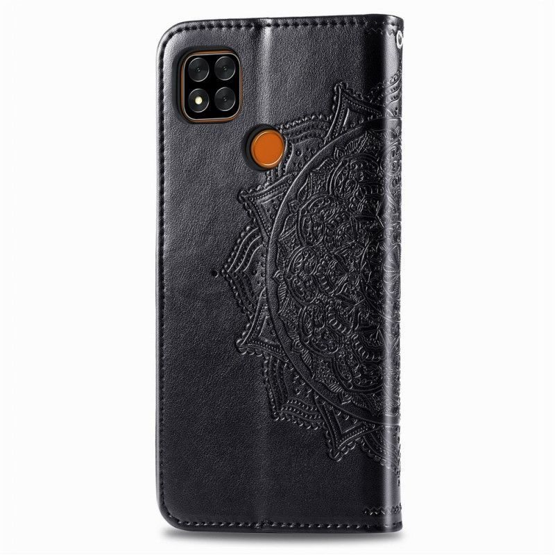 δερματινη Κάλυμμα Xiaomi Redmi 9C Μαύρο Μεσαιωνική Μάνταλα σιλικόνης