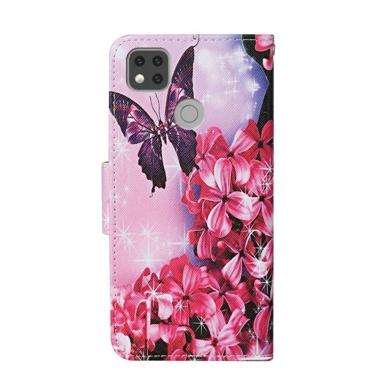 δερματινη Κάλυμμα Xiaomi Redmi 9C Πεταλούδες Στο Μαγικό Κήπο σιλικόνης
