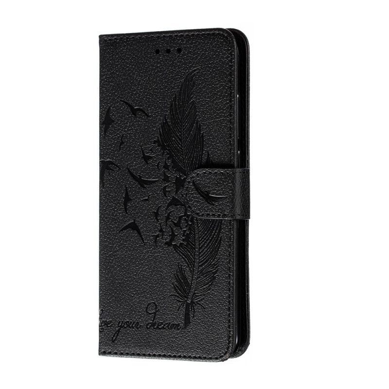 δερματινη Κάλυμμα Xiaomi Redmi Note 8 Pro Μαύρο Ψεύτικο Δέρμα Ζήστε Το Όνειρό Σας