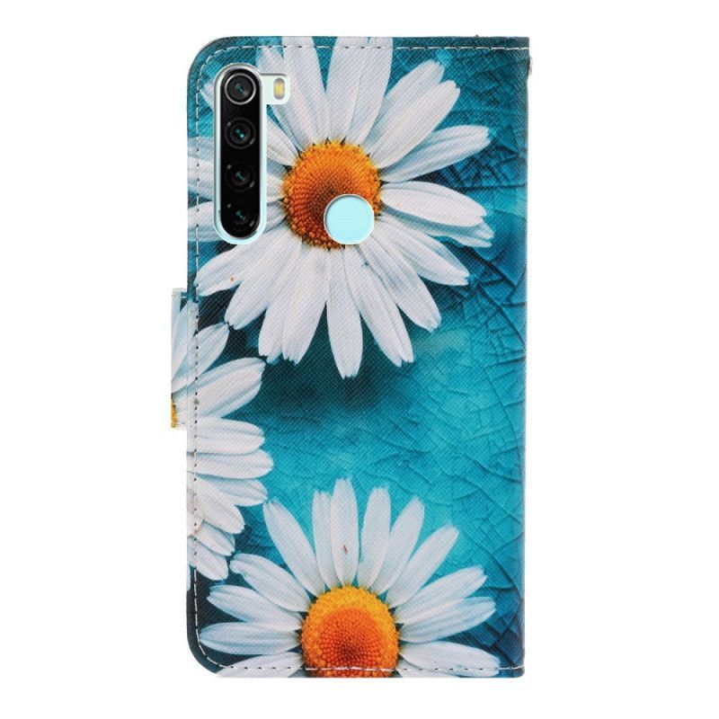 δερματινη Κάλυμμα Xiaomi Redmi Note 8 Στρινγκ Μαργαρίτες σιλικόνης