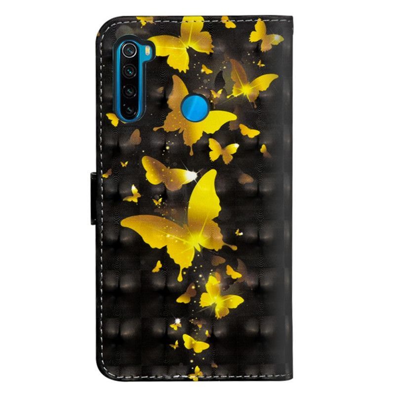 δερματινη Κάλυμμα Xiaomi Redmi Note 8T Κίτρινες Πεταλούδες