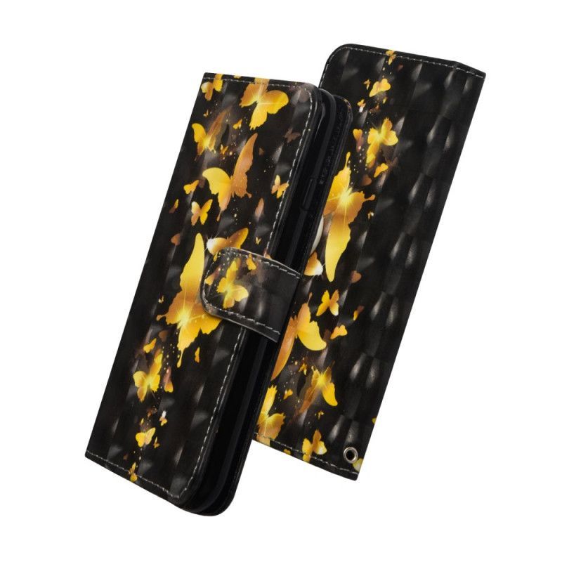 δερματινη Κάλυμμα Xiaomi Redmi Note 8T Κίτρινες Πεταλούδες