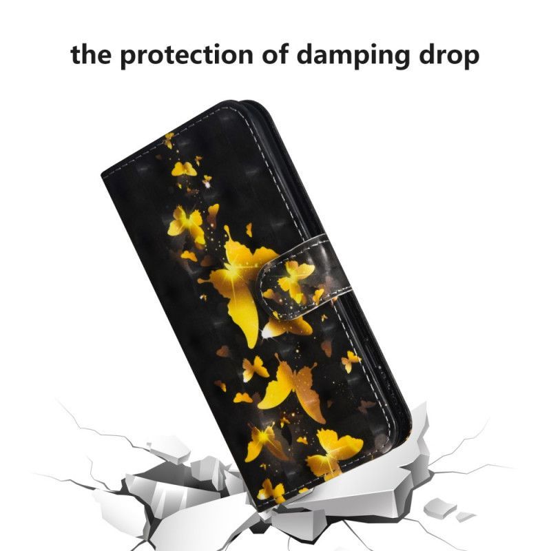 δερματινη Κάλυμμα Xiaomi Redmi Note 8T Κίτρινες Πεταλούδες