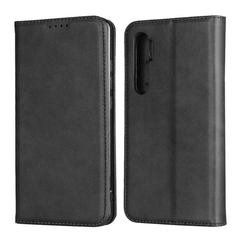 δερματινη θηκη Για Xiaomi Mi Note 10 Lite Μαύρο Κομψό Σχιστό Δέρμα
