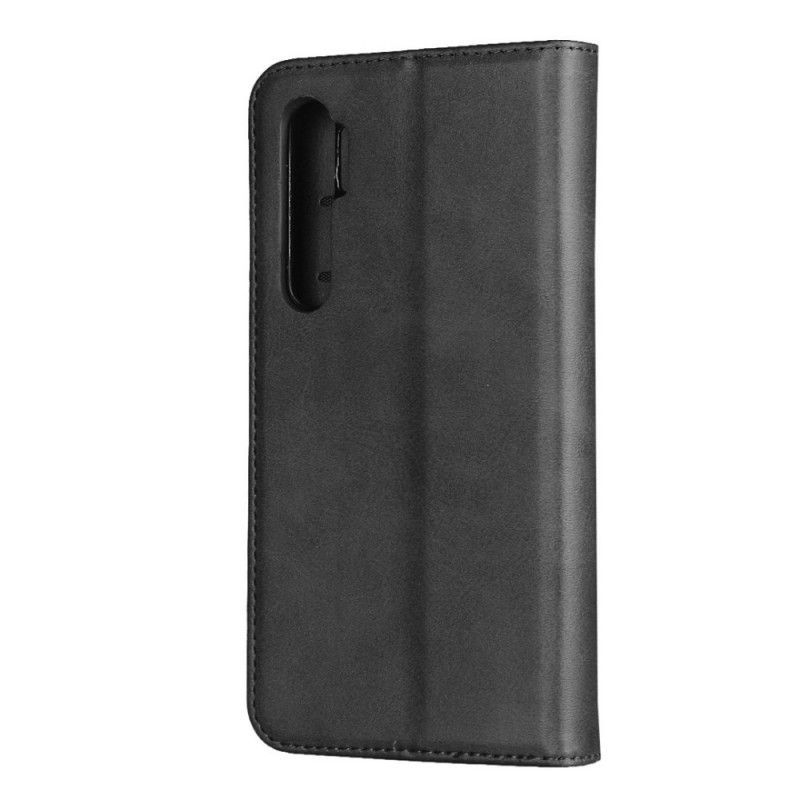 δερματινη θηκη Για Xiaomi Mi Note 10 Lite Μαύρο Κομψό Σχιστό Δέρμα