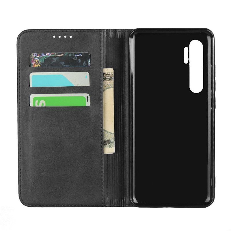 δερματινη θηκη Για Xiaomi Mi Note 10 Lite Μαύρο Κομψό Σχιστό Δέρμα