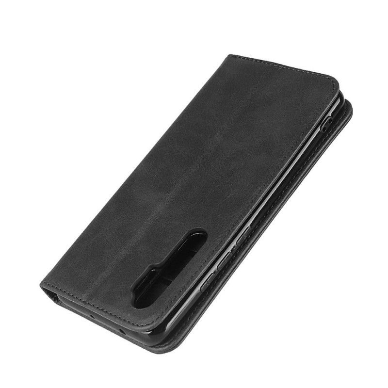 δερματινη θηκη Για Xiaomi Mi Note 10 Lite Μαύρο Κομψό Σχιστό Δέρμα