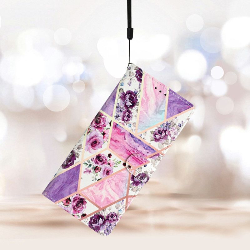 Δερματινη Θηκη Xiaomi 15 Pro Μωβ Μάρμαρο Σιλικόνης